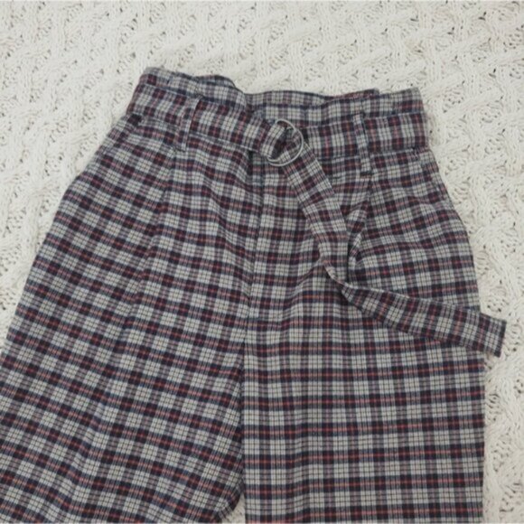 Hollister Ultra High Rise Retro Tapered Plaid Belted Trousers- Brand New - Picture 6 of 11